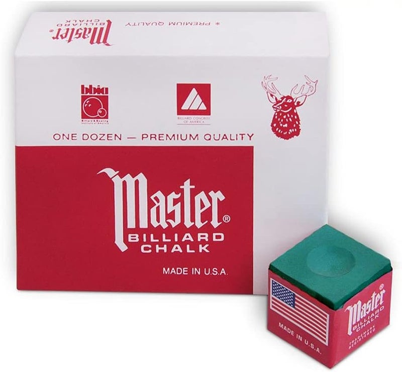 Master Chalk Master Billiard Pool Cue Chalk Premium Quality - 1 Dozen - Made in The USA + 2 pcs of Quality Billiard Pool Table Spots by Tweeten Fibre Co. - Image 3